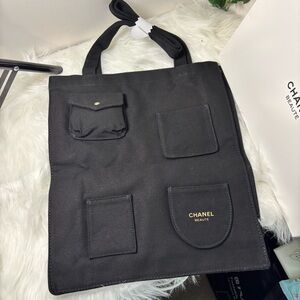 CHANEL Beauté canvas tote bag Black VIP Novelty “GWP” w/ Multiple Pockets NEW